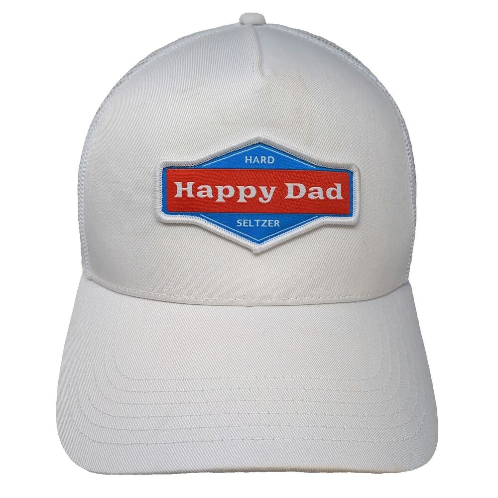 Happy Dad Trucker Hat White One Size Snapback Mesh Hard Seltzer Classic Patch